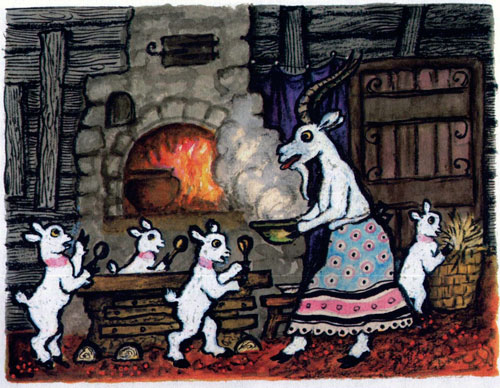 Читать сказку: Братья Гримм / Волк и семеро козлят (читать)