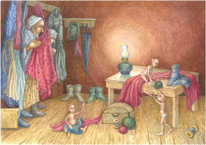 Читать сказку: Маленькие человечки / Братья Гримм (читать)